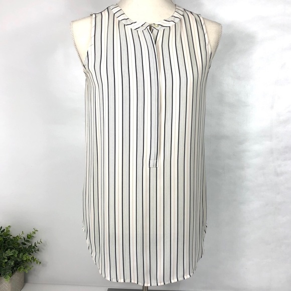 Lofts Sleeveless Open V-Neck Top in Stripes size Xsmall - Picture 1 of 9